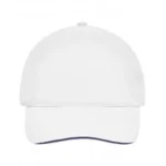 Yüksek Kaliteli %100 Pamuk Gabardin 5 Panel Sandwich Şapka – Beyaz Lacivert