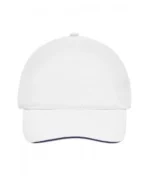 Yüksek Kaliteli %100 Pamuk Gabardin 5 Panel Sandwich Şapka – Beyaz Lacivert