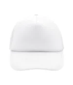 Yüksek Kaliteli Promosyon Fileli %100 Polyester 5 Panel Şapka – Beyaz