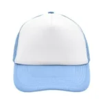 Yüksek Kaliteli Promosyon Fileli %100 Polyester 5 Panel Şapka – Beyaz-Açık Mavi