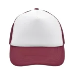 Yüksek Kaliteli Promosyon Fileli %100 Polyester 5 Panel Şapka – Beyaz-Bordo