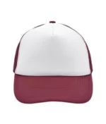 Yüksek Kaliteli Promosyon Fileli %100 Polyester 5 Panel Şapka – Beyaz-Bordo