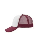 Yüksek Kaliteli Promosyon Fileli %100 Polyester 5 Panel Şapka – Beyaz-Bordo - Görsel 2