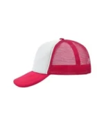 Yüksek Kaliteli Promosyon Fileli %100 Polyester 5 Panel Şapka – Beyaz-Kırmızı - Görsel 2