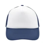 Yüksek Kaliteli Promosyon Fileli %100 Polyester 5 Panel Şapka – Beyaz-Lacivert