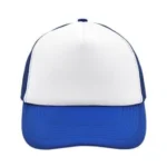 Yüksek Kaliteli Promosyon Fileli %100 Polyester 5 Panel Şapka – Beyaz-Mavi