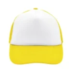 Yüksek Kaliteli Promosyon Fileli %100 Polyester 5 Panel Şapka – Beyaz-Sarı