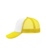 Yüksek Kaliteli Promosyon Fileli %100 Polyester 5 Panel Şapka – Beyaz-Sarı - Görsel 2