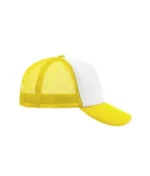 Yüksek Kaliteli Promosyon Fileli %100 Polyester 5 Panel Şapka – Beyaz-Sarı - Görsel 3