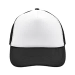 Yüksek Kaliteli Promosyon Fileli %100 Polyester 5 Panel Şapka – Beyaz-Siyah