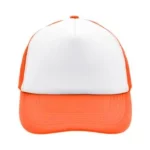 Yüksek Kaliteli Promosyon Fileli %100 Polyester 5 Panel Şapka – Beyaz-Turuncu