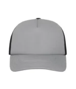 Yüksek Kaliteli Promosyon Fileli %100 Polyester 5 Panel Şapka – Gri-Siyah