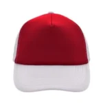 Yüksek Kaliteli Promosyon Fileli %100 Polyester 5 Panel Şapka – Kırmızı-Beyaz
