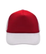 Yüksek Kaliteli Promosyon Fileli %100 Polyester 5 Panel Şapka – Kırmızı-Beyaz