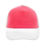 Yüksek Kaliteli Promosyon Fileli %100 Polyester 5 Panel Şapka – Pembe-Beyaz