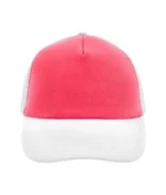 Yüksek Kaliteli Promosyon Fileli %100 Polyester 5 Panel Şapka – Pembe-Beyaz