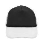 Yüksek Kaliteli Promosyon Fileli %100 Polyester 5 Panel Şapka – Siyah-Beyaz