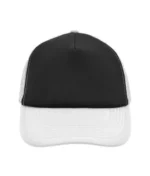Yüksek Kaliteli Promosyon Fileli %100 Polyester 5 Panel Şapka – Siyah-Beyaz