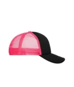 Yüksek Kaliteli Promosyon Fileli %100 Polyester 5 Panel Şapka – Siyah-Pembe - Görsel 2