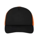 Yüksek Kaliteli Promosyon Fileli %100 Polyester 5 Panel Şapka – Siyah-Turuncu