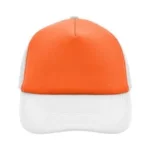 Yüksek Kaliteli Promosyon Fileli %100 Polyester 5 Panel Şapka – Turuncu-Beyaz