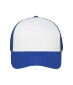 Yüksek Kaliteli Promosyon Fileli %100 Polyester 6 Panel Şapka – Beyaz-Mavi