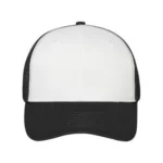 Yüksek Kaliteli Promosyon Fileli %100 Polyester 6 Panel Şapka – Beyaz-Siyah