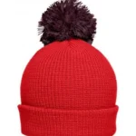 Püsküllü Bere – Açık Kırmızı / Kahverengi