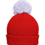 Püsküllü Bere – Kırmızı / Açık Gri