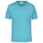 V Yaka Pamuk Tişört – Açık Mavi