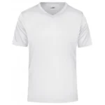 V Yaka Pamuk Tişört – Beyaz
