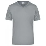 V Yaka Pamuk Tişört – Gri