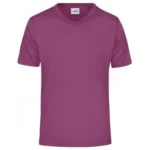 V Yaka Pamuk Tişört – Mor
