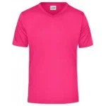 V Yaka Pamuk Tişört – Pembe