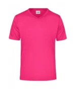 V Yaka Pamuk Tişört – Pembe