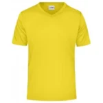 V Yaka Pamuk Tişört – Sarı