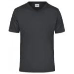 V Yaka Pamuk Tişört – Siyah