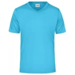 V Yaka Pamuk Tişört – Turkuaz