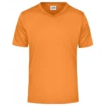 V Yaka Pamuk Tişört – Turuncu