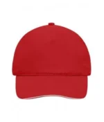 Yüksek Kaliteli %100 Pamuk Gabardin 5 Panel Sandwich Şapka – Kırmızı Beyaz