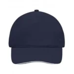 Yüksek Kaliteli %100 Pamuk Gabardin 5 Panel Sandwich Şapka – Lacivert Beyaz