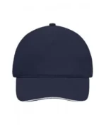 Yüksek Kaliteli %100 Pamuk Gabardin 5 Panel Sandwich Şapka – Lacivert Beyaz