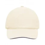 Yüksek Kaliteli %100 Pamuk Gabardin 5 Panel Sandwich Şapka – Natural Beyaz-Lacivert