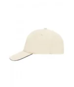 Yüksek Kaliteli %100 Pamuk Gabardin 5 Panel Sandwich Şapka – Natural Beyaz-Lacivert - Görsel 2