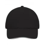 Yüksek Kaliteli %100 Pamuk Gabardin 5 Panel Sandwich Şapka – Siyah Beyaz