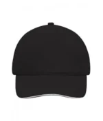Yüksek Kaliteli %100 Pamuk Gabardin 5 Panel Sandwich Şapka – Siyah Beyaz