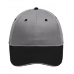 Yüksek Kaliteli %100 Pamuk Gabardin 6 Panel Sandwich Şapka – Gri Siyah Gri