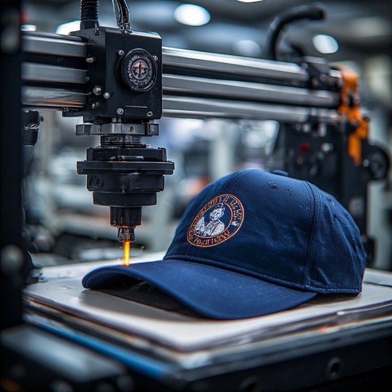 Baskılı promosyon şapka modelleri ve dijital baskı uygulama süreci.