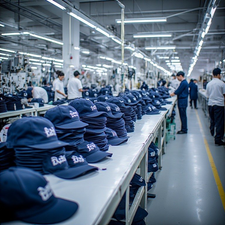 Toptan şapka fiyatları araştırması yapan markalar için seri üretim hattı.