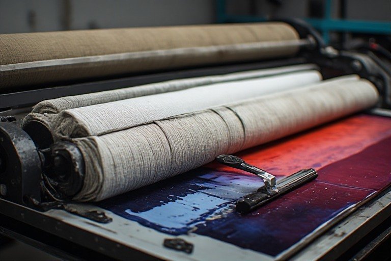 Tişört üzerine serigrafi baskı uygulanırken çekilmiş görsel